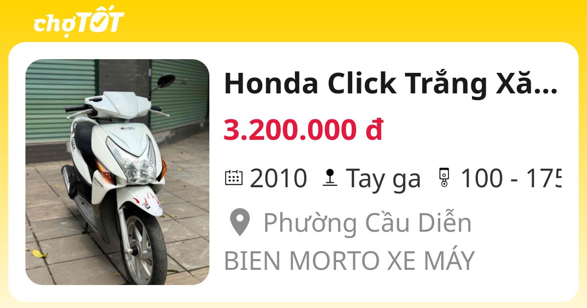 Honda Click Trắng Xăng xe đẹp như mới - 134303473