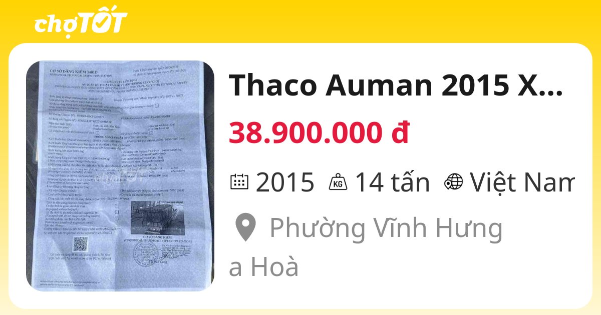 Thaco Auman 2015 Xe tải Sàn Việt Nam - 134253607