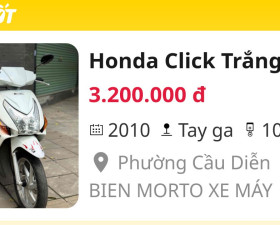 Honda Click Trắng Xăng xe đẹp như mới - 134303473